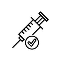 syringe injection with checkmark symbol icon vector