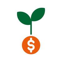 money grow investment coin with plant icon vector