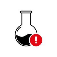 chemical flask with exclamation mark icon vector