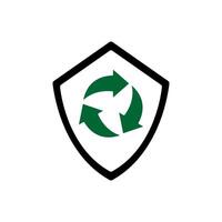 recycle symbol in a shield icon vector