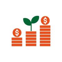 stack of coin with plant icon vector