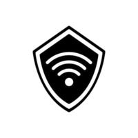 wifi symbol inside a shield internet security icon vector
