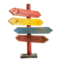 A solid color signpost with multiple directional arrows, isolated on a transparent background png