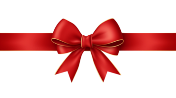 Red ribbon and bow with gold photorealistic high quality isolated on a transparent background png