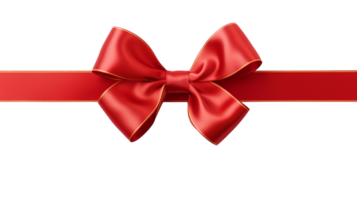 Red ribbon and bow with gold photorealistic high quality isolated on a transparent background png