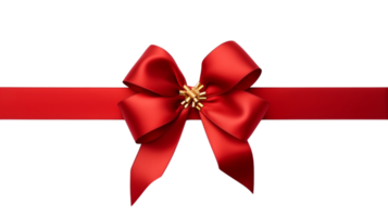 Red ribbon and bow with gold photorealistic high quality isolated on a transparent background png