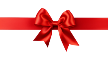 Red ribbon and bow with gold photorealistic high quality isolated on a transparent background png