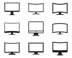 Monitor curved display black icon screen electronic computer design. vector