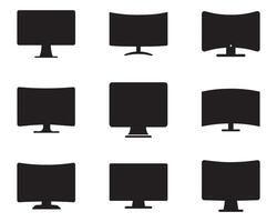 Monitor curved display black icon screen electronic computer design. vector