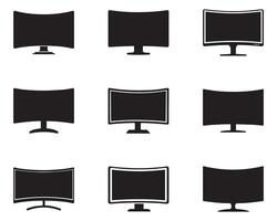 Monitor curved display black icon screen electronic computer design. vector