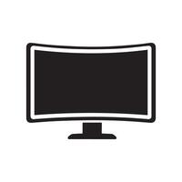 Monitor curved display black icon screen electronic computer design. vector