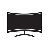Monitor curved display black icon screen electronic computer design. vector
