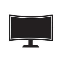 Monitor curved display black icon screen electronic computer design. vector
