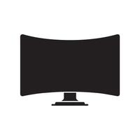 Monitor curved display black icon screen electronic computer design. vector