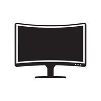 Monitor curved display black icon screen electronic computer design. vector