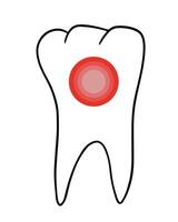 Illustration of toothache. Outline drawing of a tooth with a concentration of pain. vector