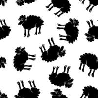 Illustration of pattern with sheep. Black and white pattern for children. vector