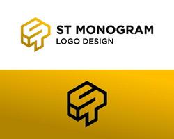 Logo design about geometric monogram ST letters. vector
