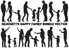 Family silhouettes, Happy family silhouette set pro design vector
