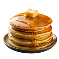 un apilar de panqueques con mantequilla y jarabe en parte superior png