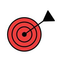 a red dart with an arrow in the center of a target vector