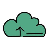 a green cloud with an arrow pointing upload vector