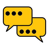 two yellow speech bubbles with dots on them vector
