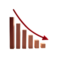 Decreasing Chart with Red Arrow Symbol isolated on transparent background png