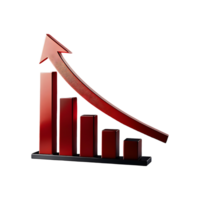 Decreasing Chart with Red Arrow Symbol isolated on transparent background png