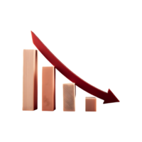 Decreasing Chart with Red Arrow Symbol isolated on transparent background png