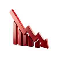 Decreasing Chart with Red Arrow Symbol isolated on transparent background png