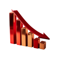 Decreasing Chart with Red Arrow Symbol isolated on transparent background png