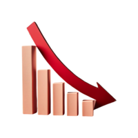 Decreasing Chart with Red Arrow Symbol isolated on transparent background png