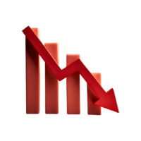 Decreasing Chart with Red Arrow Symbol isolated on transparent background png