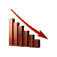 Decreasing Chart with Red Arrow Symbol isolated on transparent background png