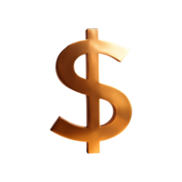 Dollar Sign Gold Symbol isolated on transparent background png