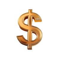Dollar Sign Gold Symbol isolated on transparent background png