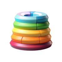 Multicolored Stacked Donut Chart Symbol isolated on transparent background png