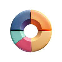 Multicolored Quarter Donut Chart Symbol isolated on transparent background png