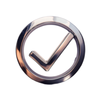 Silver Check Mark in Circle Symbol isolated on transparent background png