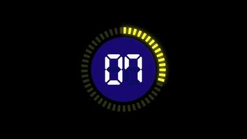 digital contagem baixa 10 segundo com animação círculo comovente por aí em Preto tela video