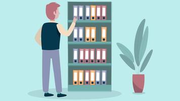 Man Choosing A Book From The Library 2D Cartoon Animation video