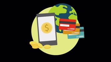 You Can Make Your Payments Quickly Using Mobile Banking On Alpha Channel 2D Cartoon Animation video