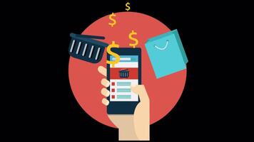 You Can Shop More Easily And Receive Your Products Via E-commerce On Alpha Channel 2D Cartoon Animation video