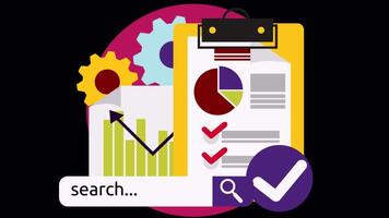 Data Analytics, Dashboard And Business Finance Report On Alpha Channel 2D Cartoon Animation video
