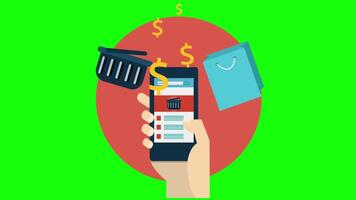 You Can Shop More Easily And Receive Your Products Via E-commerce On Greenscreen Background 2D Cartoon Animation video