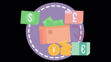 Easy Money Changing Allows You To Do Business More Comfortably On Alpha Channel 2D Cartoon Animation video