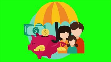 Insure Your Money Safely For Your Future On Greenscreen Background 2D Cartoon Animation video