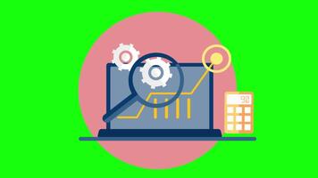 Analyst Doing Analysis With Magnifying Glass On Greenscreen Background 2D Cartoon Animation video
