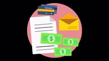 Faster Shopping With Easy Payment Method On Alpha Channel 2D Cartoon Animation video